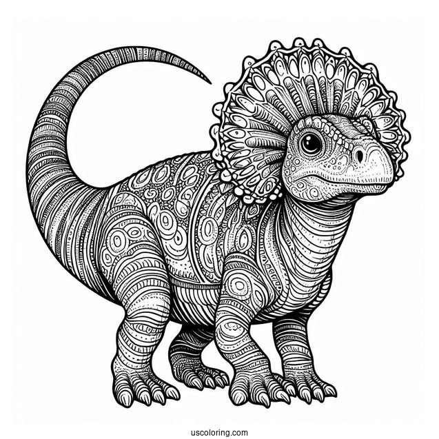 Intricate Pachycephalosaurus Coloring Page