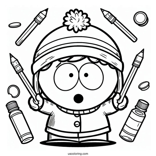 South Park Coloring Page Of Easy Stan Marsh For Preschoolers