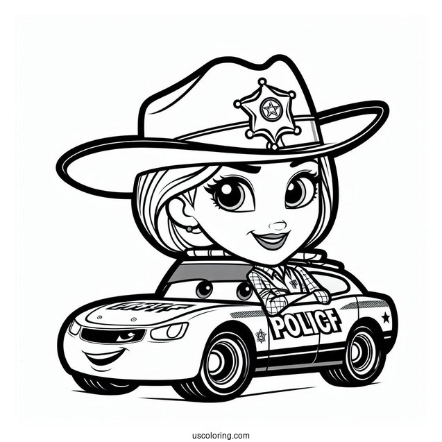 Sheriff Character From Cars Movie To Color