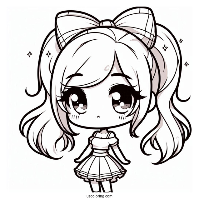 Chibi Girl With A High Ponytail Coloring Sheet For Kids