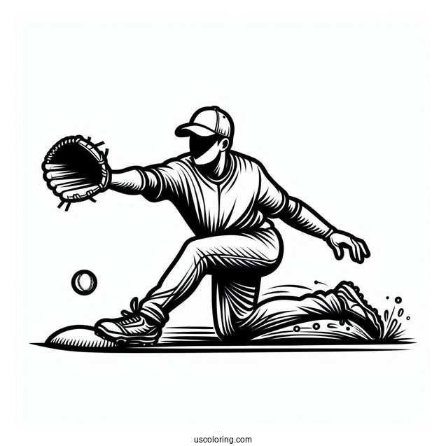 Baseball Player Sliding To Catch Ball