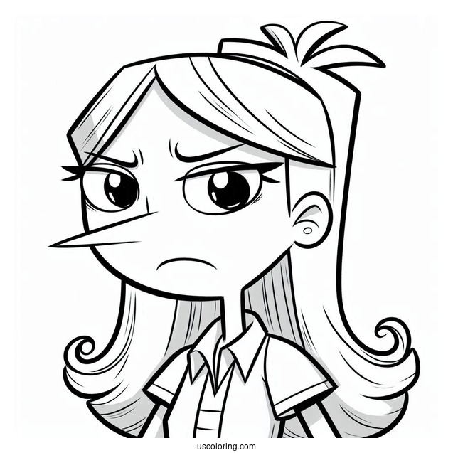 Phineas And Ferb Coloring Page Of Candace Flynn Frowning