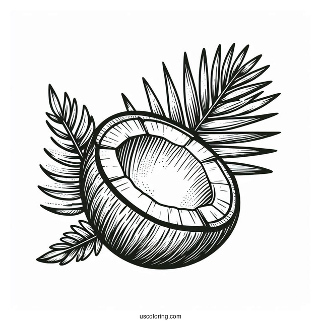 Halved Coconut Coloring Page For Kids