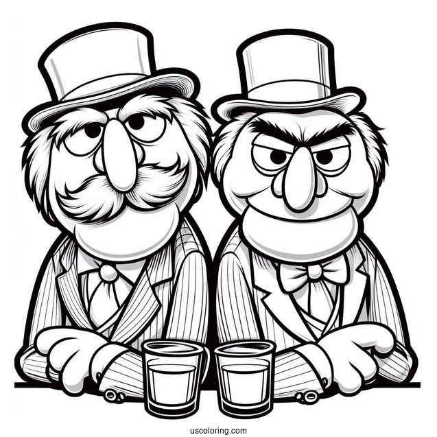 Muppets Coloring Page Of Statler And Waldorf Back To Back