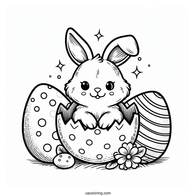 Easter Bunny Coloring Page Hatching From Easter Egg