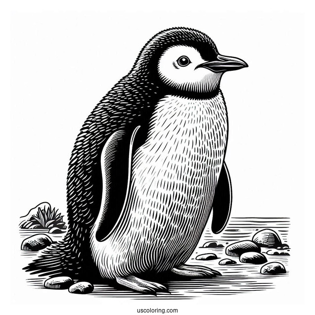 Detailed Fiordland Penguin Coloring Page