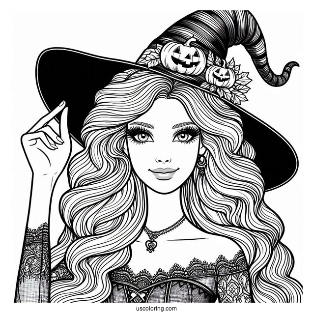 Barbie Wearing Witches Hat On Halloween