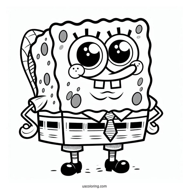 SpongeBob Coloring Page Of Simple Frank The Buff Fish For Preschoolers
