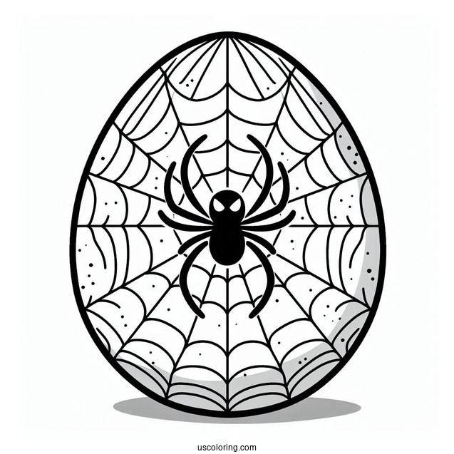 Spider Man Easter Egg With Web In Background Coloring Sheet