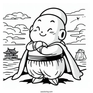 Easy Mr. Popo at the Lookout Dragon Ball Z Coloring Page For Kids