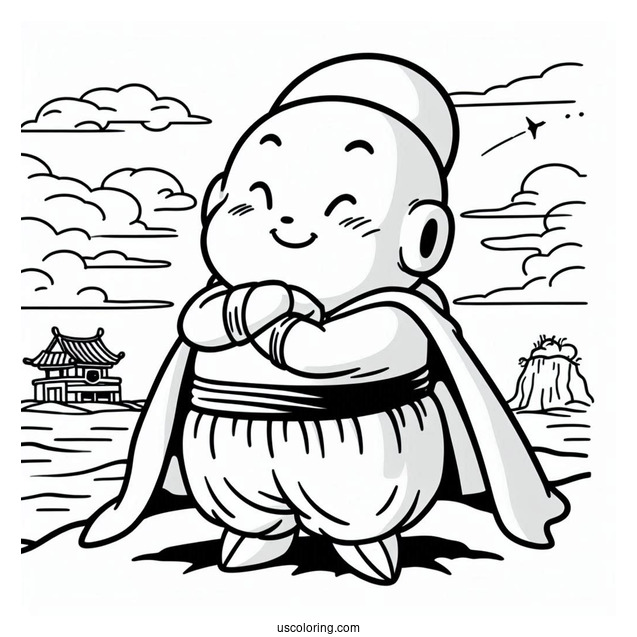 Easy Mr. Popo at the Lookout Dragon Ball Z Coloring Page For Kids