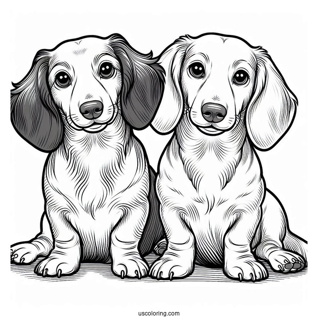 Two Dachshunds Posing For Picture