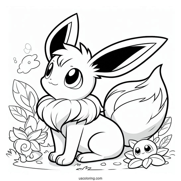 Sylveon Coloring Page Of Eevee Playing For Kids