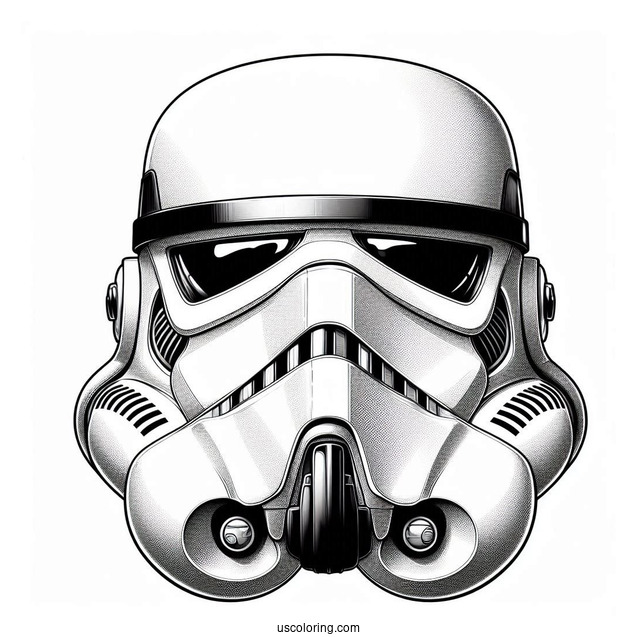 Realistic Close Up Of Stormtrooper Coloring Page