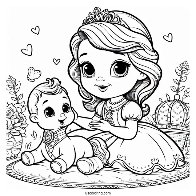 Sofia The First Coloring Pages With Baby Prince James
