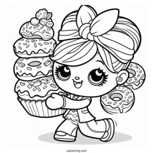Easy Donnatina Shopkins Carrying Donuts To Color