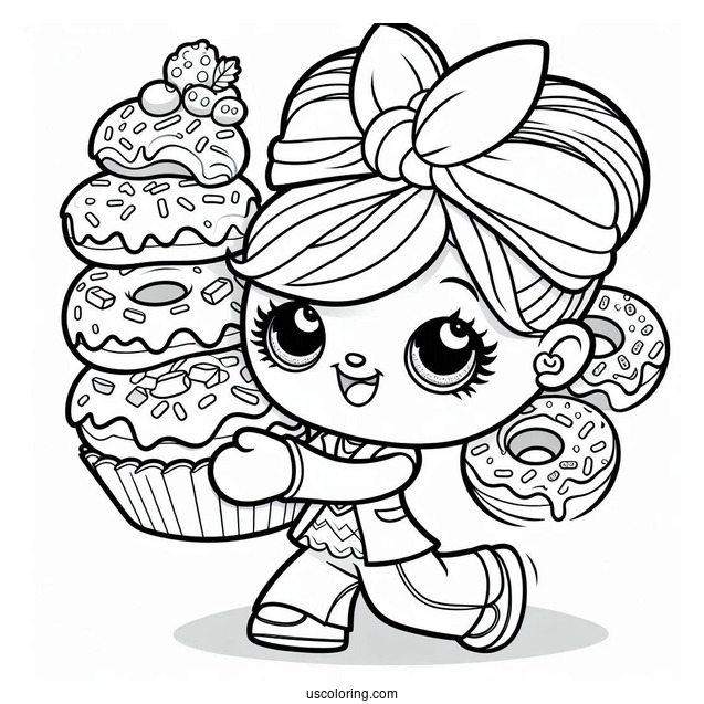 Easy Donnatina Shopkins Carrying Donuts To Color