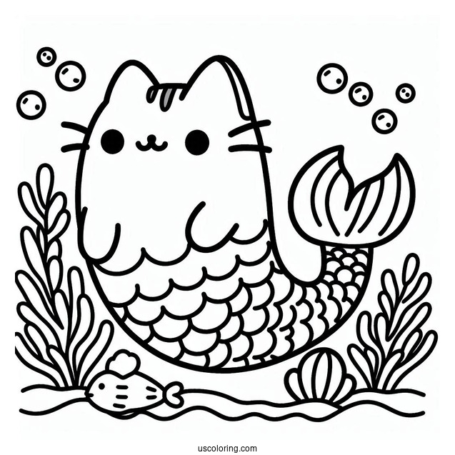 Coloring Page Of Mermaid Pusheen