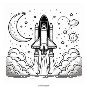 Space Shuttle Rocket Taking Off Coloring Page
