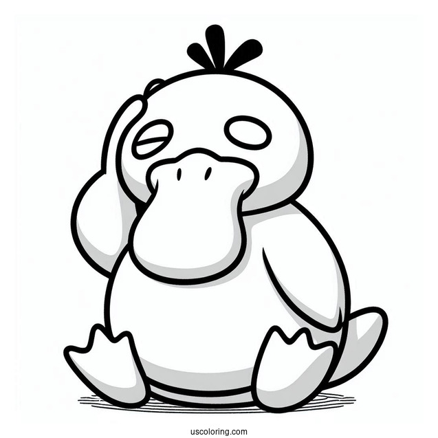 Simple Psyduck Coloring Page With A Headache