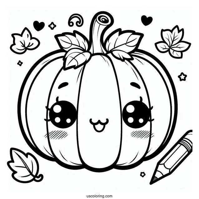 Blushing Cartoon Pumpkin Coloring Page