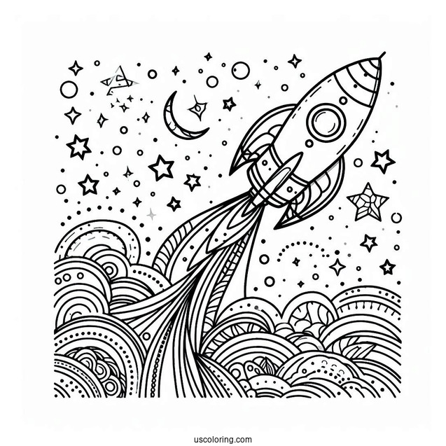 Abstract Rocket Coloring Page For Adults