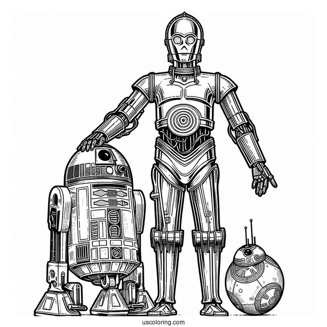 C-3PO Robot And R2-D2 Coloring Sheet
