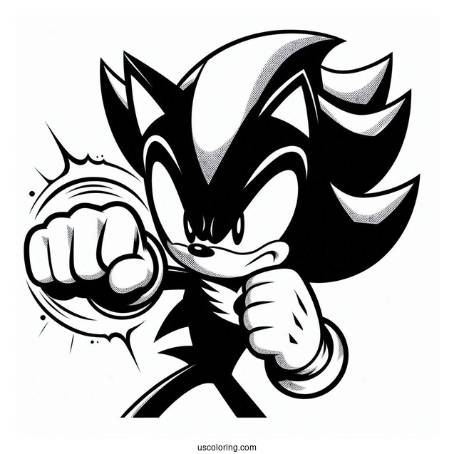 Shadow Coloring Page Punching Sonic