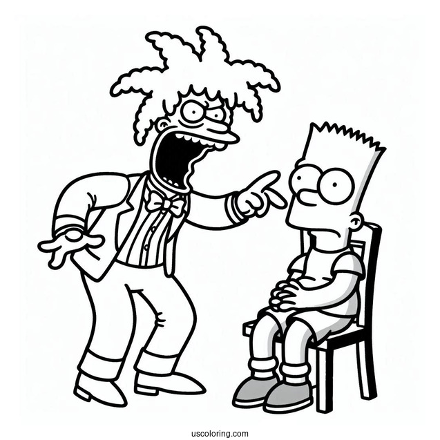 Simpsons Coloring Pages Of Sideshow Bob Scaring Bart Simpson