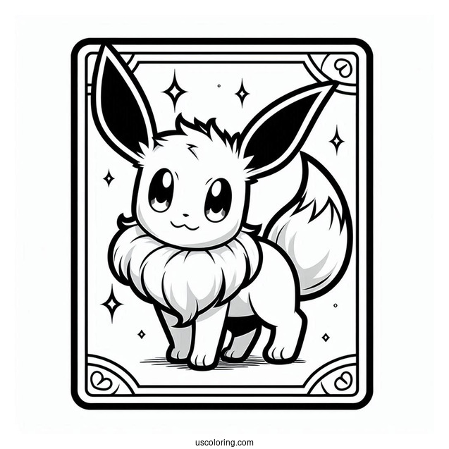 Eevee Pokemon Playing Card To Color