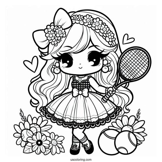 Princess Daisy Coloring Page In Cute Tennis Outfit