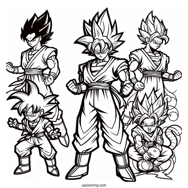 Popular Dragon Ball Z Characters To Color With Logo