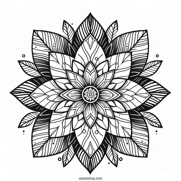 Tropical Flower Mandala Coloring Page