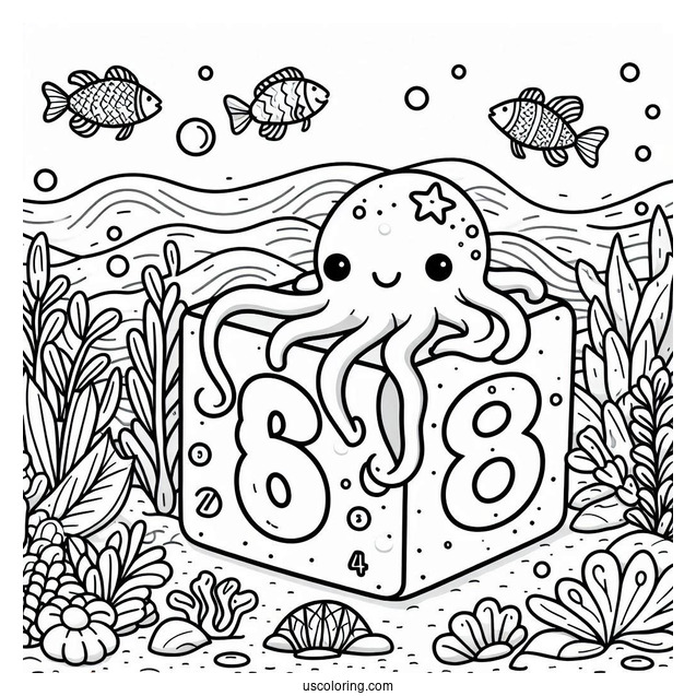 Numberblocks Coloring Page 8 Under The Sea