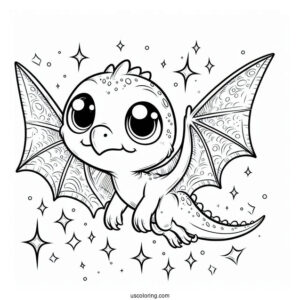 Cartoon Pterodactyl Coloring Page With Glimmering Eyes