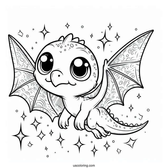 Cartoon Pterodactyl Coloring Page With Glimmering Eyes