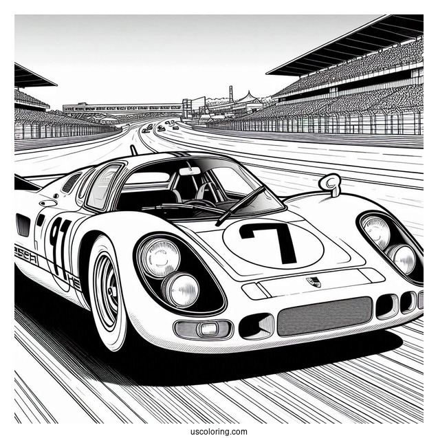 Porsche Coloring Page 917 RCR Gulf On Race Track
