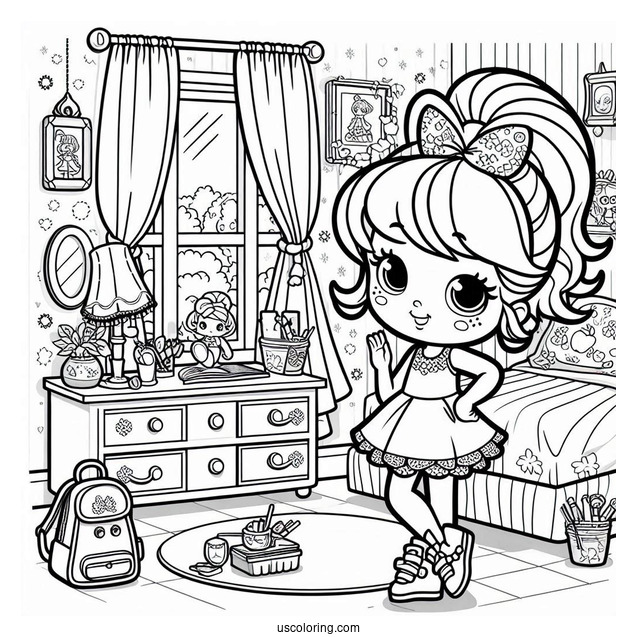 Polly Pocket Coloring Page In Her Bedroom For Kids
