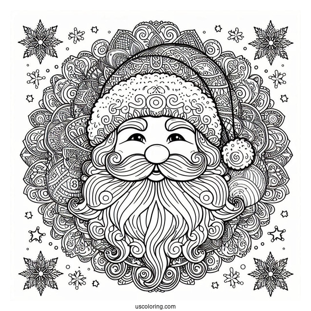 Detailed Santa Claus Mandala For Adults