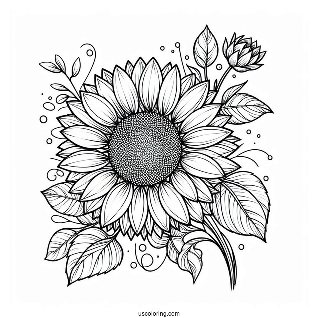 Artistic Sunflower Coloring Sheet