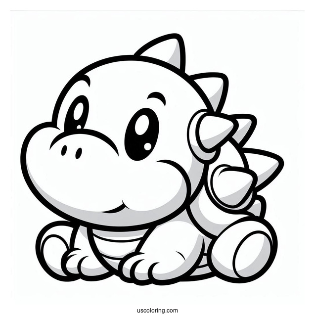 Cute Baby Bowser Coloring Page For Kids