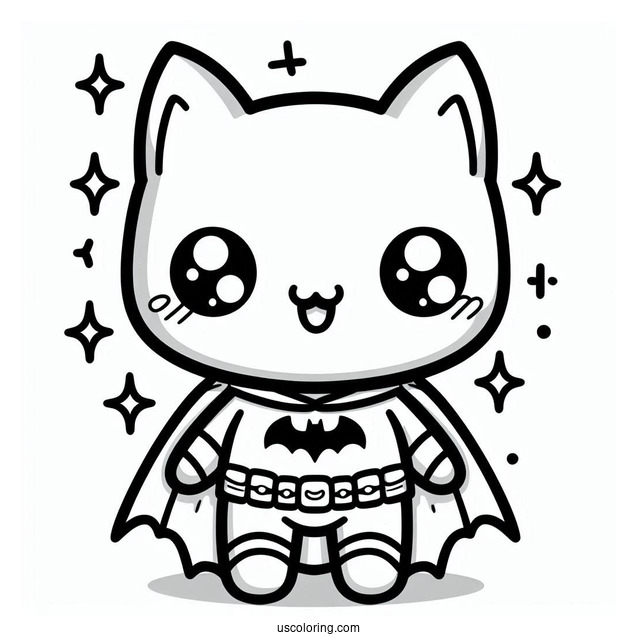 Cute Kawaii Batman Coloring For Kids