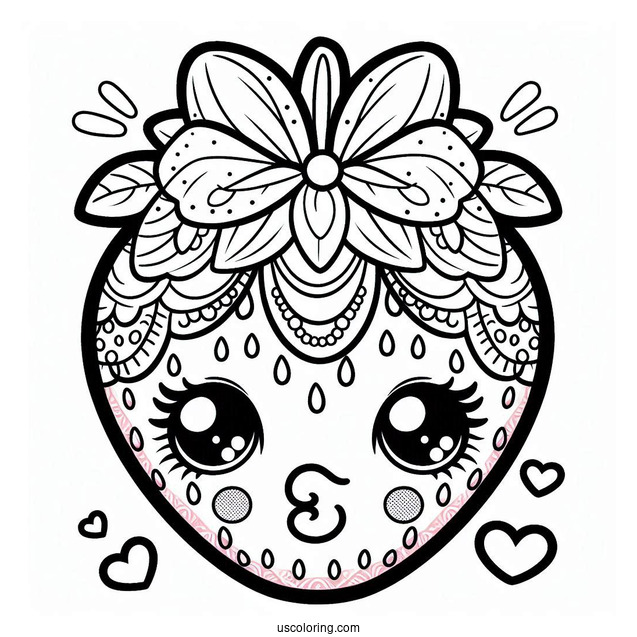 Detailed Coloring Page Of Strawberry Kiss Shopkins