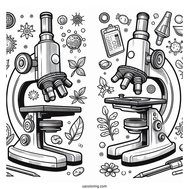 Science Coloring Page Of Easy Microscope