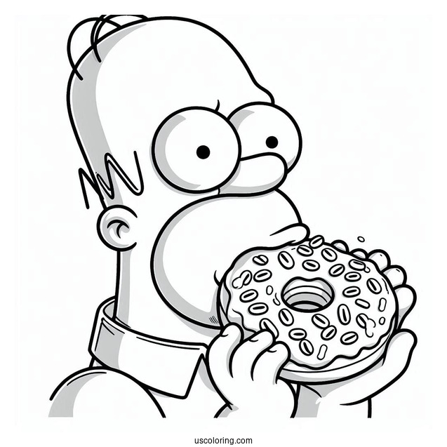 Homer Eating Donut Coloring Page