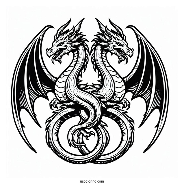 Two Headed Dragon Coloring Sheet
