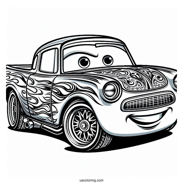 Lightning McQueen Lowrider Coloring Page For Kids
