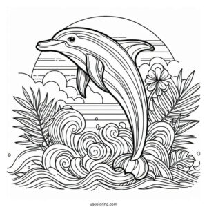 Dolphin Poking Out Of Waves To Color