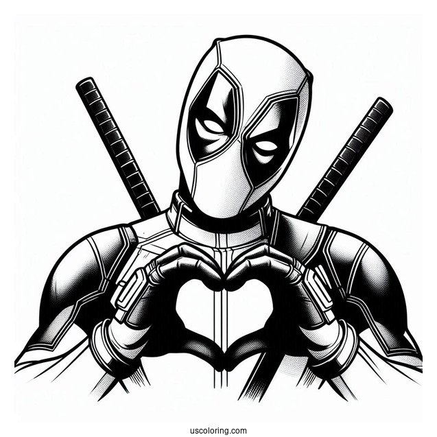 Deadpool Making Love Heart Shape To Color
