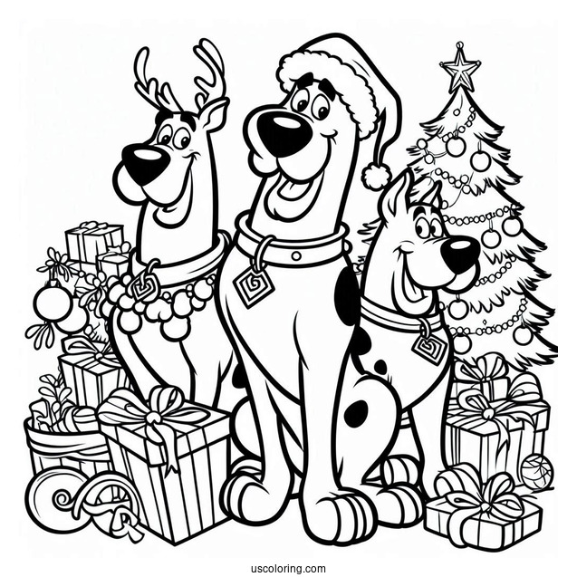 Christmas Themed Scooby-Doo Coloring Page